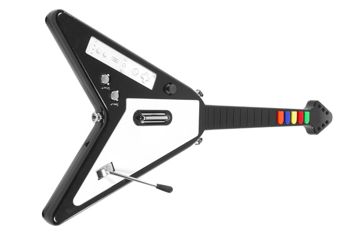 Wii wireless guitar controller for Guitar Hero in cool 'Flying V' design - 